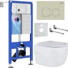 Унитаз подвесной Roxen Porto в комплекте с инсталляцией StounFix Dual Fresh 6 в 1 966529 (кнопка: бе