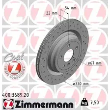 Тормозной диск ZIMMERMANN 400.3689.20 вентилируемый, перфорированный , задняя ось