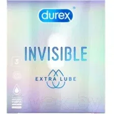 Презервативы Durex Invisible Extra Lube 3 из натурального латекса ультратонкие (3шт)