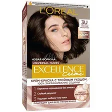 Крем-краска без аммиака L'OREAL Excellence Creme, тон 3U Темно-каштановый