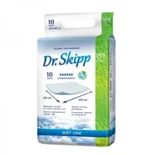Dr.Skipp пеленки гигиенические впитывающие Soft Line 60х60 см. (10 шт.)
