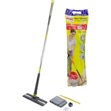 Швабра WMC Tools с отжимным механизмом бабочка и скребком, WMC-3Hblue