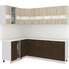Готовая кухня Кортекс-мебель Корнелия Экстра 1.5x2.3м (дуб сонома/венге/королевский опал)