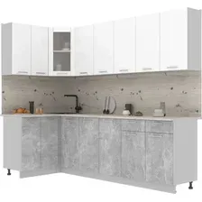 Готовая кухня Интерлиния Мила 12x26 (белый платинум/бетон/бискайская сосна)