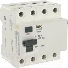 Дифференциальный автомат IEK 4P 40А 100мА тип AC AR-R10N-4-040C100