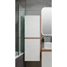 Шкаф-пенал для ванной Runo Соренто 40 / Тренто 40 горизонталь (крафтовый дуб/белый)