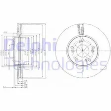 Тормозной диск DELPHI BG4119 вентилируемый , передняя ось