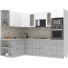 Готовая кухня Интерлиния Мила 1.68x2.6 левая (белый платинум/бетон/бискайская сосна)