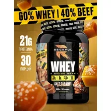 Протеин комплексный Reckful Whey + Beef protein (соленая карамель, 900г)