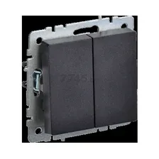 Выключатель двухклавишный проходной скрытый IEK Brite черный (BR-V22-0-10-K02)