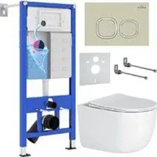 Унитаз подвесной Roxen Vortex в комплекте с инсталляцией StounFix Dual Fresh 6 в 1 966620 (кнопка: б