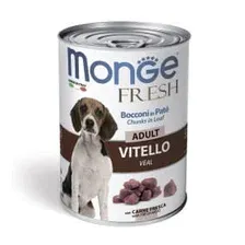 Влажный корм Monge Dog Fresh Chunks in Loaf для взрослых собак, мясной рулет из телятины, консервы 400 г