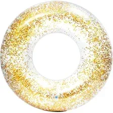 Круг для плавания Intex Transparent Glitter Tubes 56274 (золотой)