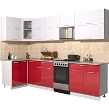 Готовая кухня Интерлиния Мила Gloss 50-12x29 (белый/красный глянец)