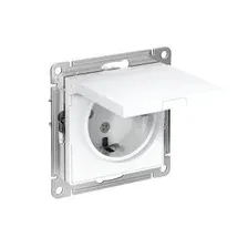 ATLASDESIGN РОЗЕТКА с заземлением со шторками с крышкой, 16А, IP20, механизм, БЕЛЫЙ