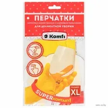 Перчатки хозяйственные Komfi BICOLO8 Латексные сверхпрочные (XL, бежевый/бирюзовый)