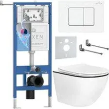 Унитаз подвесной Roxen Antares Black в комплекте с инсталляцией StounFix Dual Fresh 6 в 1 868551 (кн