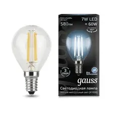 Лампа Gauss Filament Globe E14 7W 4100K / 105801207