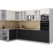 Готовая кухня Интерлиния Мила Деко 1.68x3.0 LV (черный/белый/дуб бунратти)
