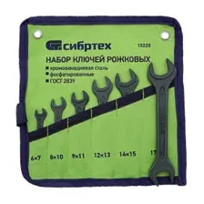 Набор ключей рожковых 6-19 мм CrV (6 шт.) Сибртех 15220