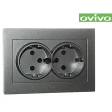 Розетка двойная скрытая с заземлением OVIVO Grano серебро (400-100300-907)