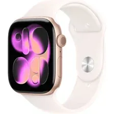 Умные часы Apple Watch Series 11 46 мм (алюминиевый корпус, розовое золото/легкие румяна, спортивный силиконовый ремешок S/M)