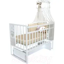 Детская кроватка VDK Mini Loft 3D Funny Bear поперечный маятник (Bianco)