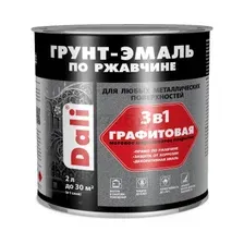 Грунт-эмаль алкидная РОГНЕДА Dali 3 в 1 Графитовая по ржавчине серо-синий 2 л