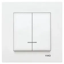 Выключатель 2-клавишный c индикацией(без рамки) белый Viko Karre (90963650)