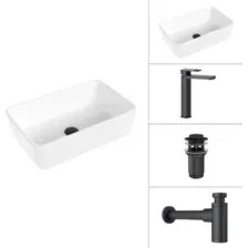 Умывальник Lauter 21674A + Cascade 21СК0655BS + сифон 21635B + дон.клапан 21190B (черный матовый)
