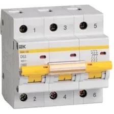 Выключатель автоматический IEK ВА47-100 3Р 63А 10кА D MVA40-3-063-D
