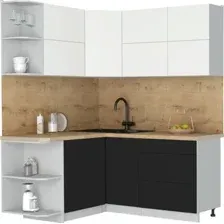 Кухонный модуль Интерлиния Мила Матте 1.5x1.7 А (белый/черный/дуб бунратти)