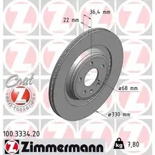 Тормозной диск ZIMMERMANN 100.3334.20 вентилируемый , задняя ось