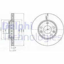 Тормозной диск DELPHI BG4265C вентилируемый , передняя ось