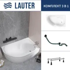 Ванна Lauter Geneva 170x105 2103170R (с ножками и сифоном 21Y32001 матовый черный)