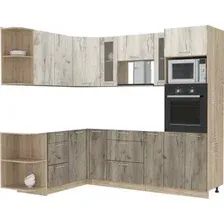 Готовая кухня Интерлиния Мила 1.68x2.4 левая без столешницы (дуб белый/дуб серый)