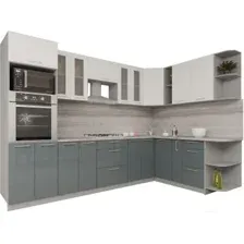 Готовая кухня Интерлиния Мила Gloss 1.88x3.0 правая (белый-асфальт)