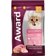 Сухой корм для кошек Award Healthy Growth Kitten с индейкой и курицей (1.5кг)