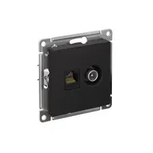 ATLASDESIGN РОЗЕТКА двойная ТВ  компьютерная RJ45 кат. 5e, механизм, КАРБОН