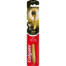 Зубная щетка Colgate 360 золотая с древесным углем