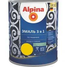Эмаль Alpina По ржавчине 3 в 1 RAL1021 (750мл, шелковисто-матовый желтый)