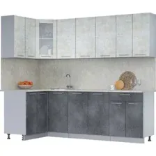 Готовая кухня Интерлиния Мила 12x24 (бетон лайт/бетон портленд/опал светлый)
