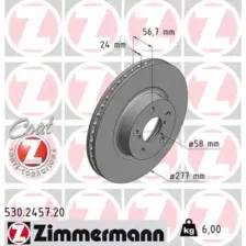 Тормозной диск ZIMMERMANN 530.2457.20 вентилируемый , передняя ось